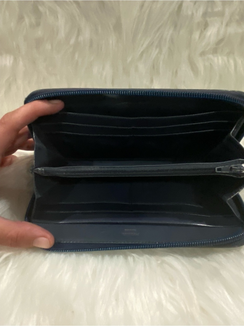Prada Glossy Smokey Blue Zip Wallet - Picture 7 of 10